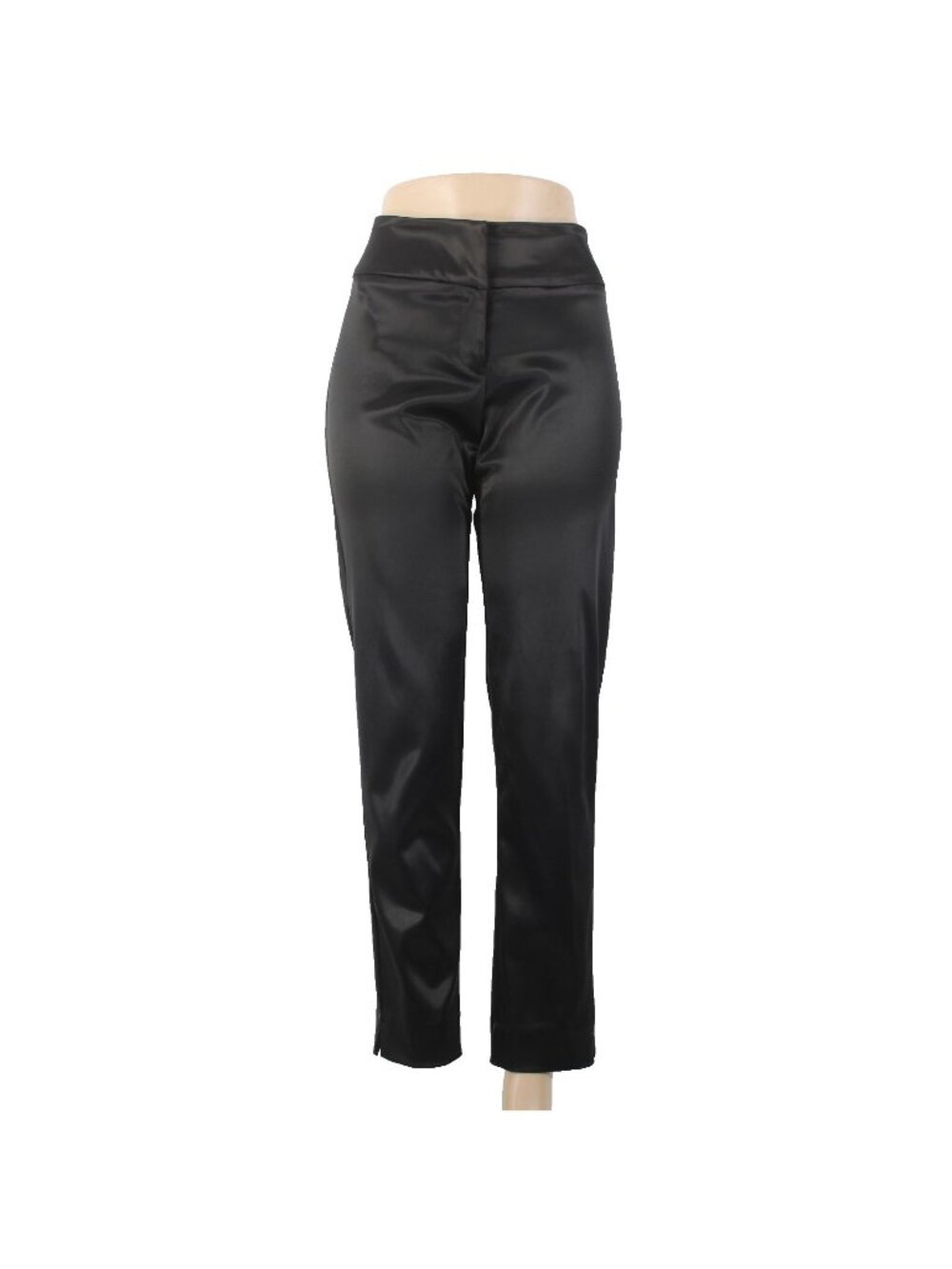 Msk Pant Sz 8 x 30 Black Satin Ankle Straight Leg Acetate Nylon Pant